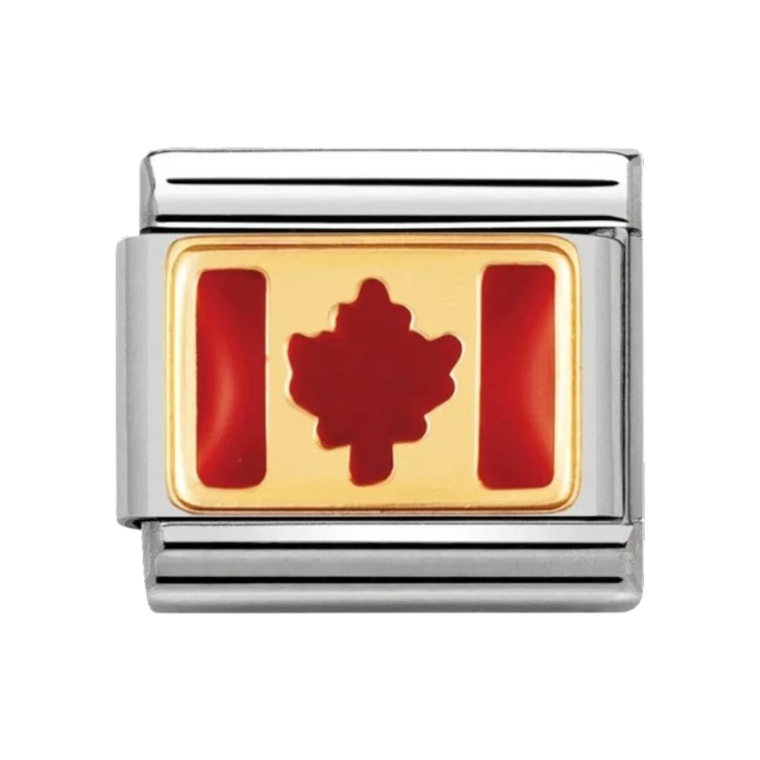Nomination Classic Flag Charm with Enamel and 18k Gold Canada. Item code 030235/05