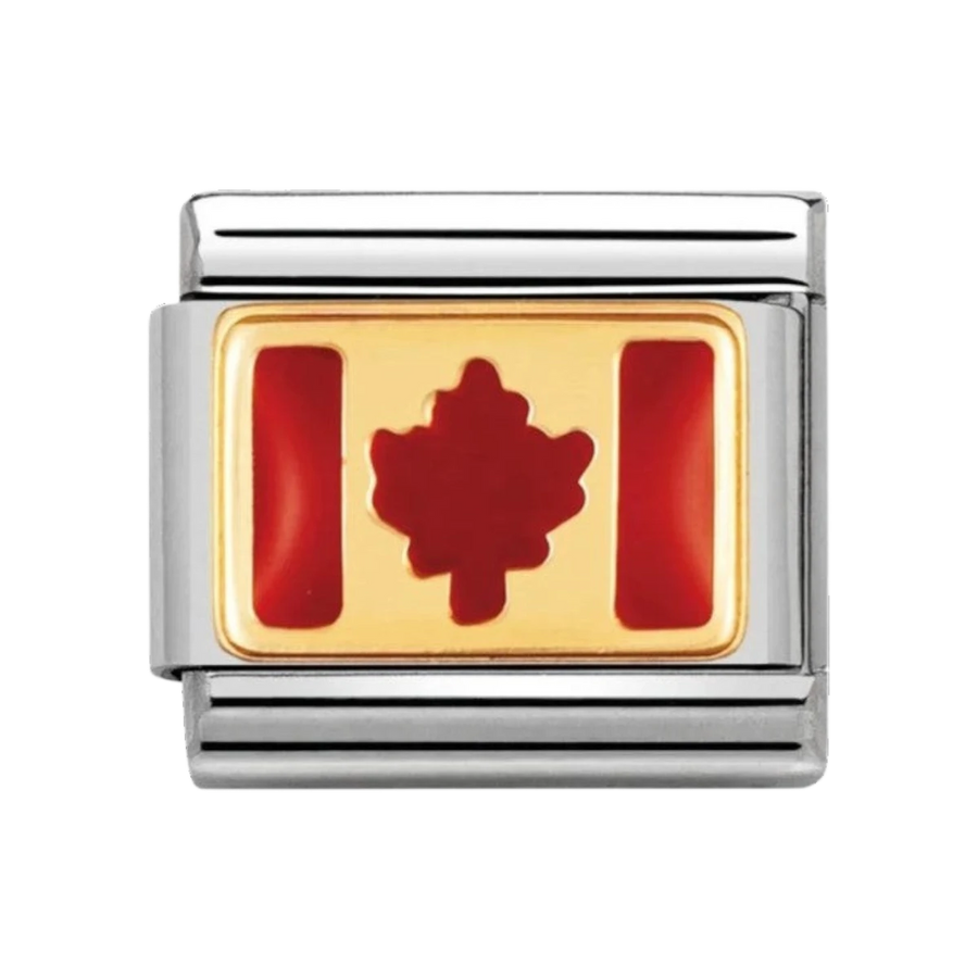 Nomination Classic Flag Charm with Enamel and 18k Gold Canada. Item code 030235/05