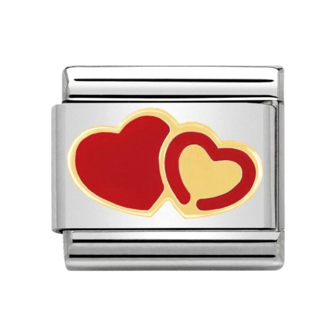 Nomination Classic Red Enamel and Gold Double Heart Charm 030253_29