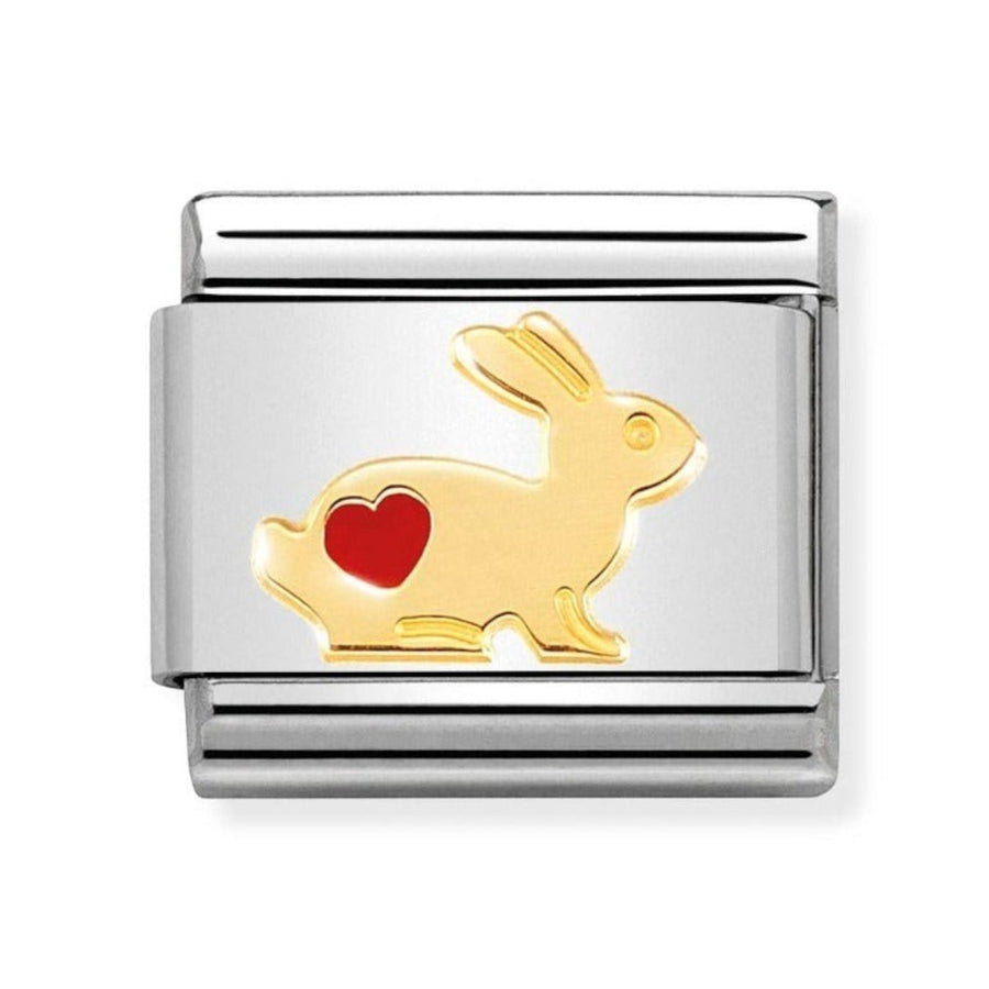 Nomination Classic 18k Gold Enamel Rabbit with Heart