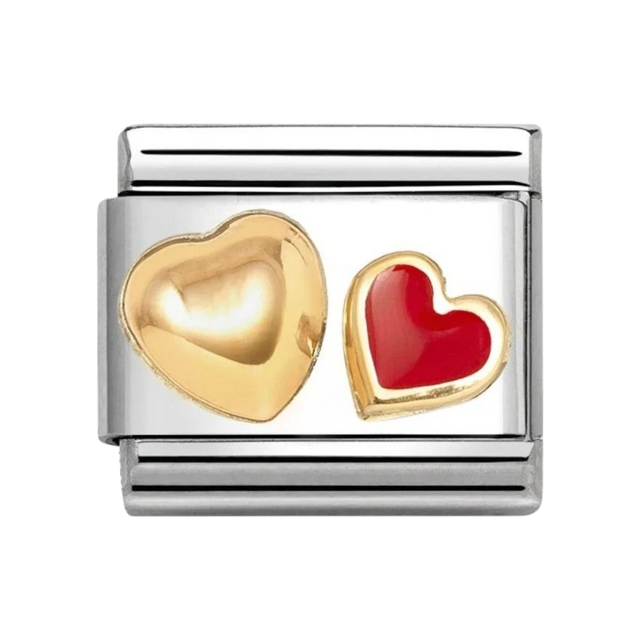 Nomination Classic Gold and Red Enamel Heart with Rounded Heart Charm 030283_32