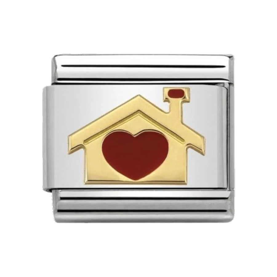 Nomination Classic Gold and Enamel Home with Heart Charm. Item code 030283/07.