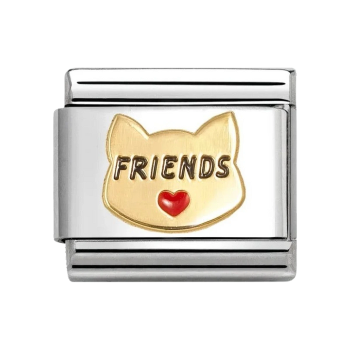 Nomination Classic Gold and Enamel Friends Cat Charm. Item code 030285/68