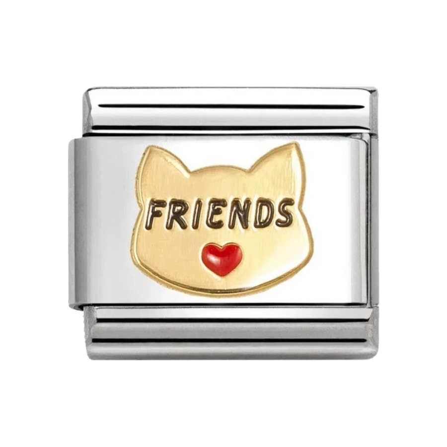 Nomination Classic Gold and Enamel Friends Cat Charm. Item code 030285/68