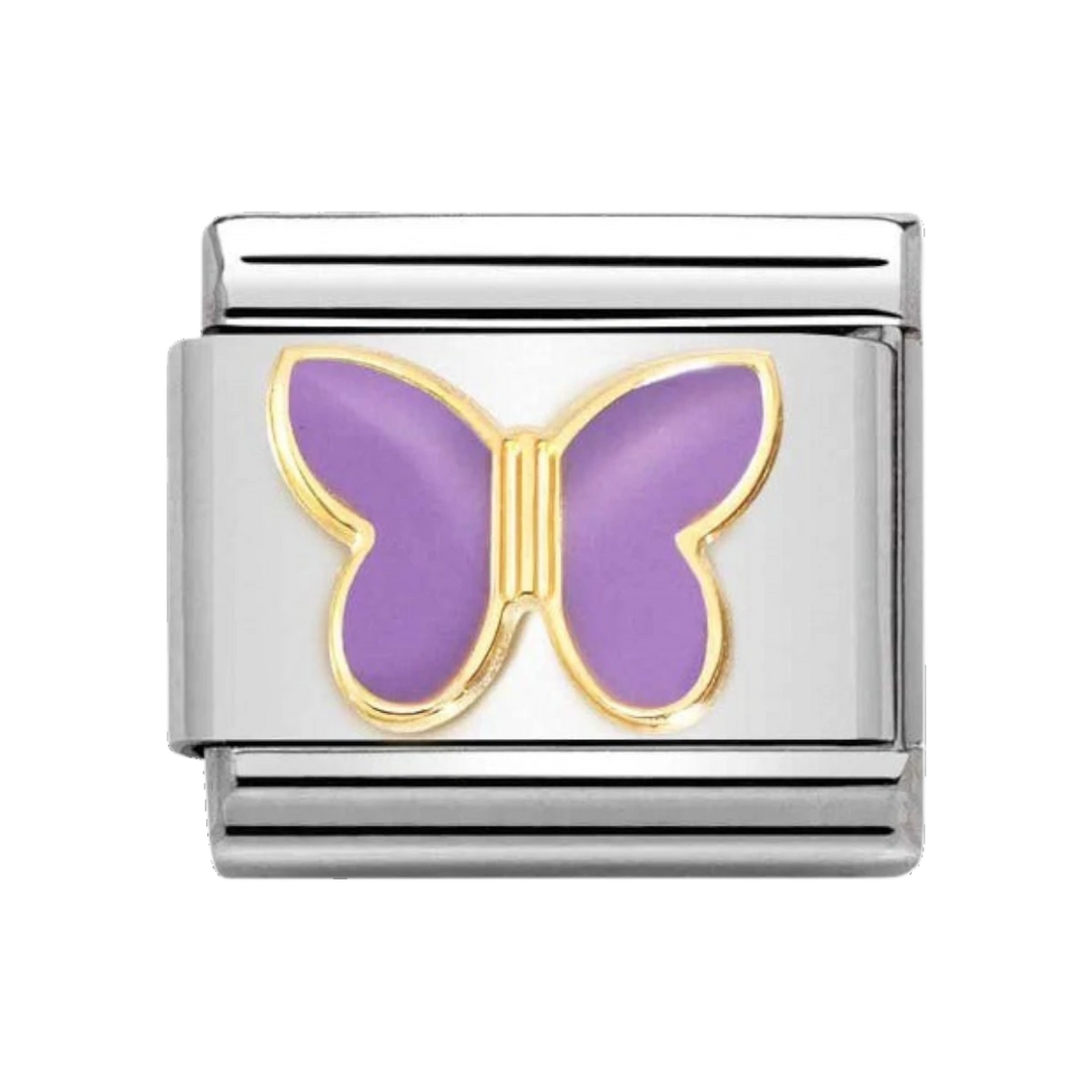 Nomination Classic Enamel and 18k Gold Charm - Lilac Butterfly 030285_60