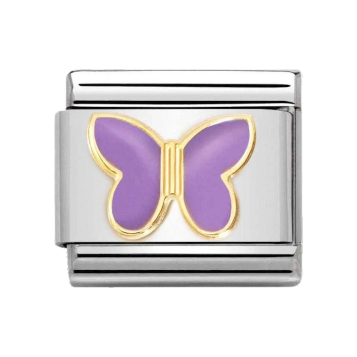 Nomination Classic Enamel and 18k Gold Charm - Lilac Butterfly 030285_60