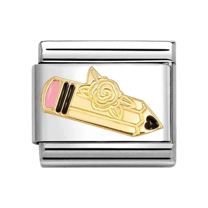 Niche Jewellery Nomination Gold and Enamel Pink Pencil Charm