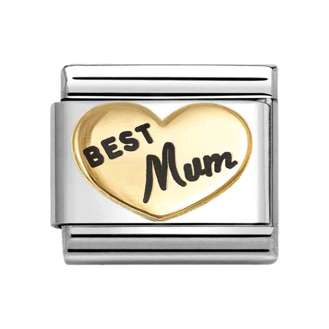 Niche Jewellery Nomination Gold and Enamel Best Mum Heart Charm
