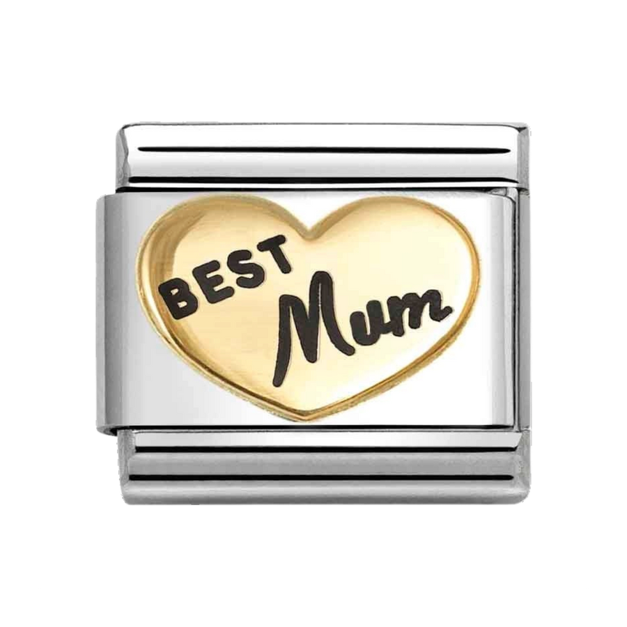Niche Jewellery Nomination Gold and Enamel Best Mum Heart Charm
