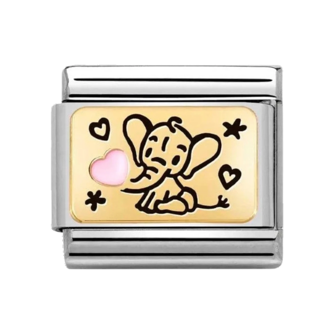 Nomination Classic Gold Pink Elephant Charm