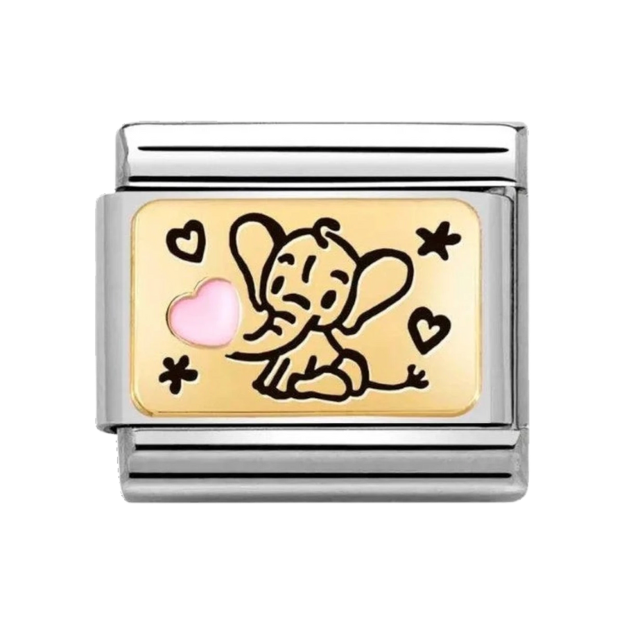 Nomination Classic Gold Pink Elephant Charm