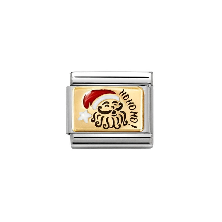 Nomination Classic Gold and Enamel Ho Ho Ho Santa Claus Charm. Item code 030289/10