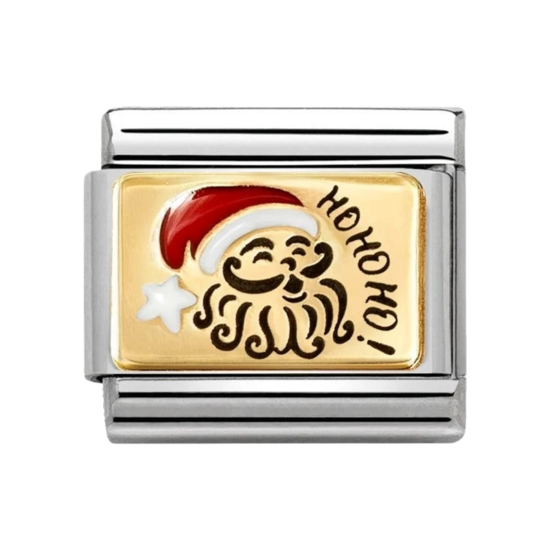 Nomination Classic Gold and Enamel Ho Ho Ho Santa Claus Charm. Item code 030289/10