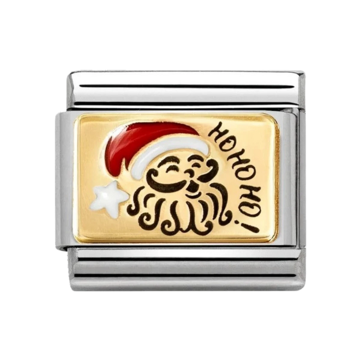 Nomination Classic Gold and Enamel Ho Ho Ho Santa Claus Charm. Item code 030289/10