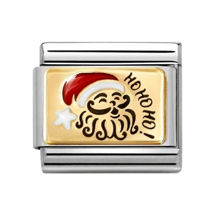 Nomination Classic Gold and Enamel Ho Ho Ho Santa Claus Charm. Item code 030289/10