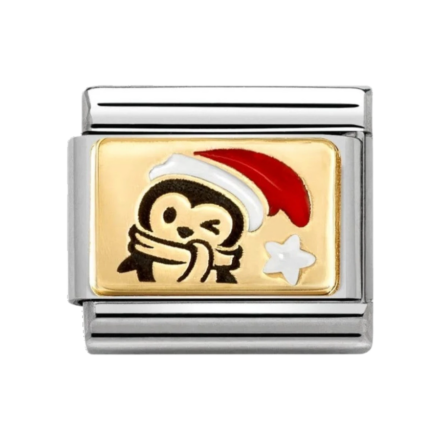 Nomination Classic Gold Penguin Santa Hat Charm 030289_13