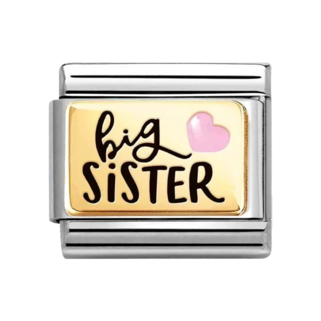 Nomination Classic Gold Enamel Big Sister Charm. Item code 030289/05