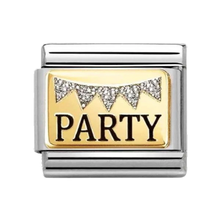 Nomination Classic Gold Glitter Bunting Party Charm. Item code 030289/09