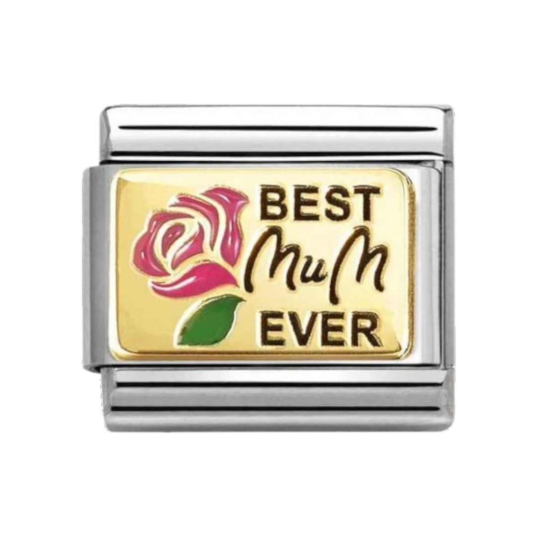 Nomination Classic Gold with Pink Enamel Flower Best Mum Ever Charm 030289/14
