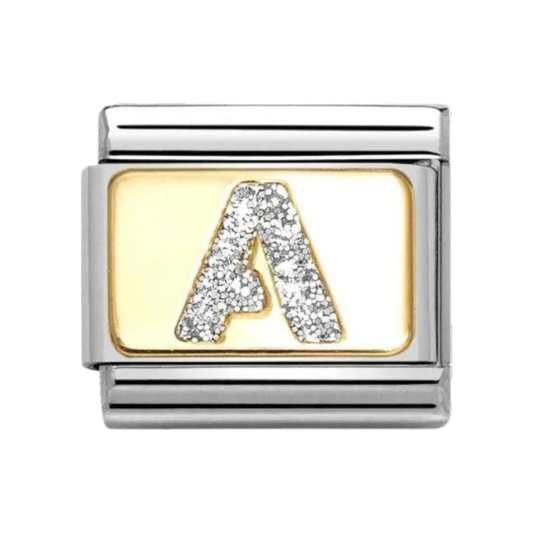 Nomination Classic Glitter Letter A Charm Gold with Enamel