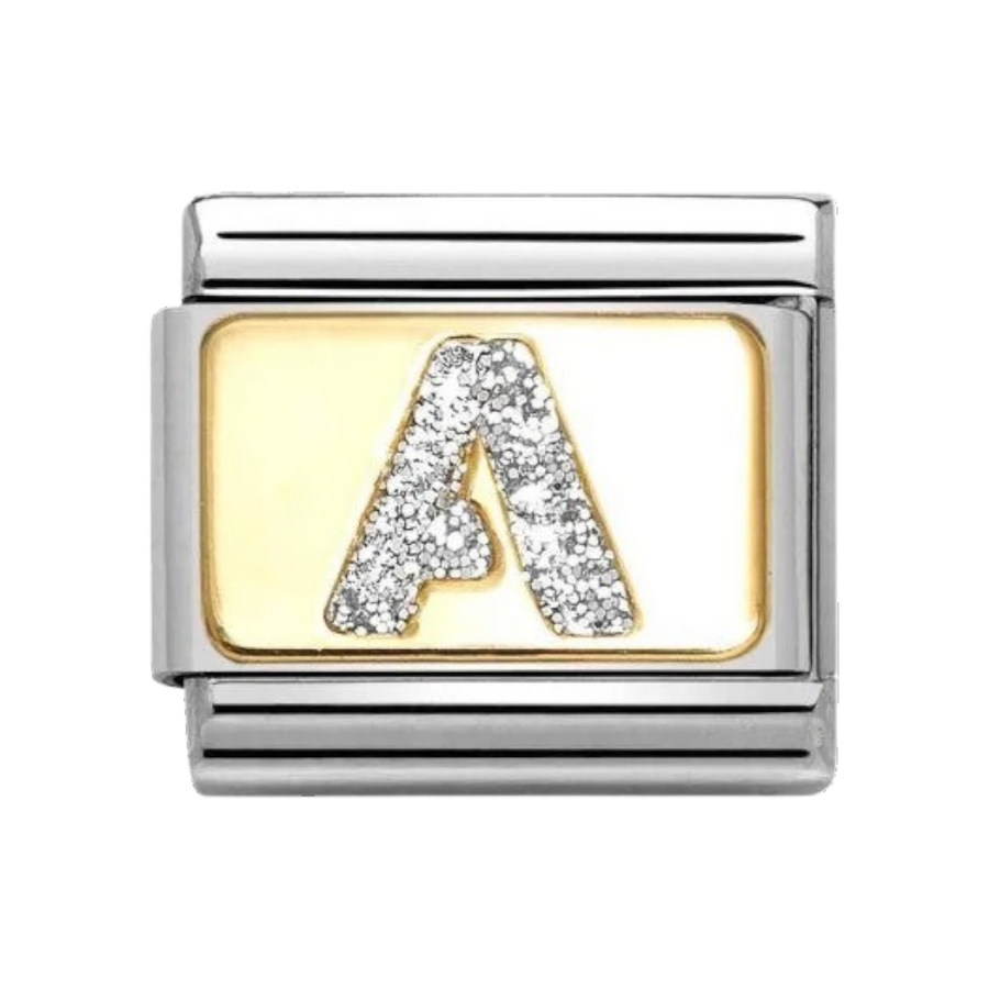 Nomination Classic Glitter Letter A Charm Gold with Enamel