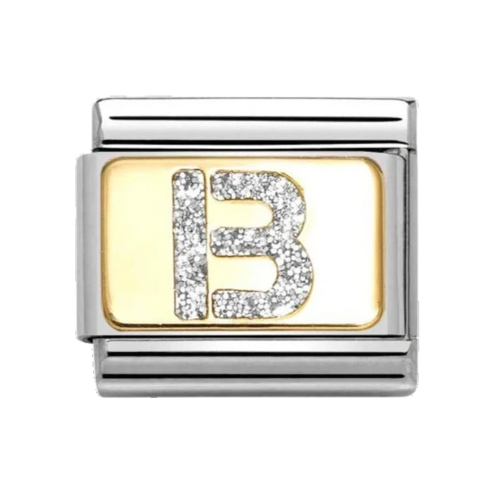 Nomination Classic Glitter Letter B Charm Gold with Enamel