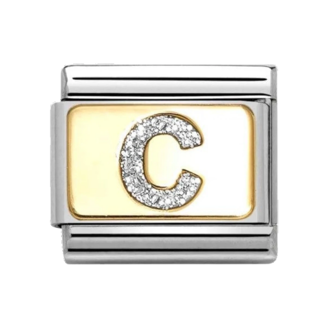Nomination Classic Glitter Letter C Charm Gold with Enamel