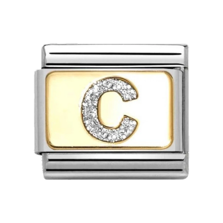 Nomination Classic Glitter Letter C Charm Gold with Enamel