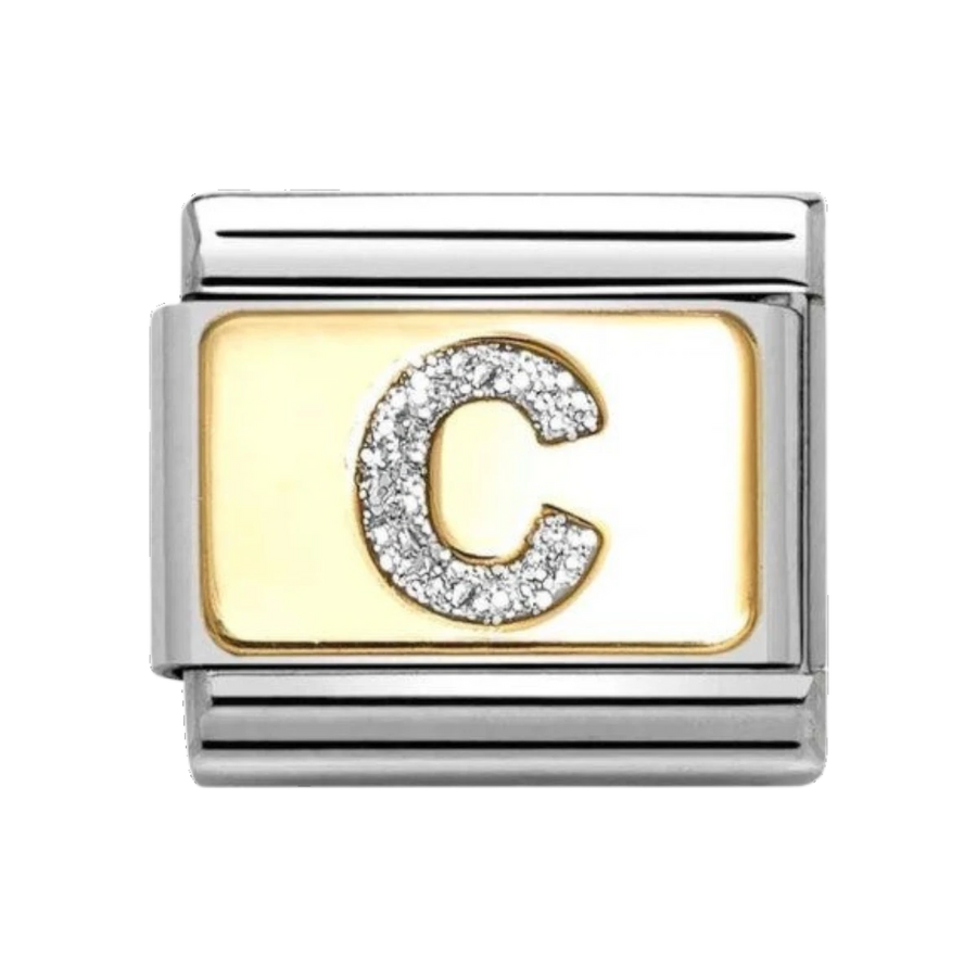 Nomination Classic Glitter Letter C Charm Gold with Enamel