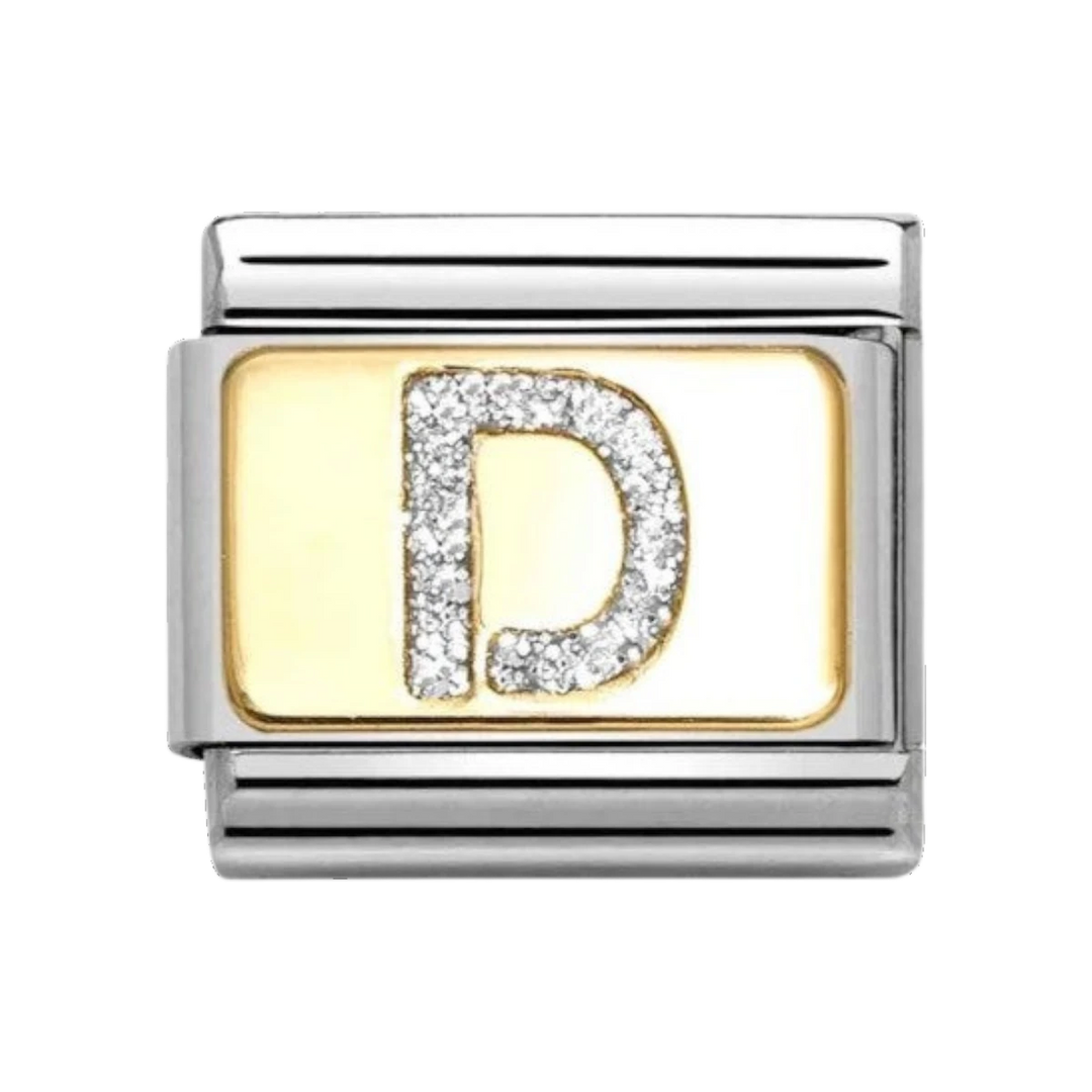 Nomination Classic Glitter Letter D Charm Gold with Enamel