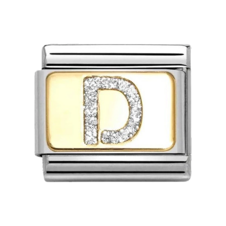 Nomination Classic Glitter Letter D Charm Gold with Enamel