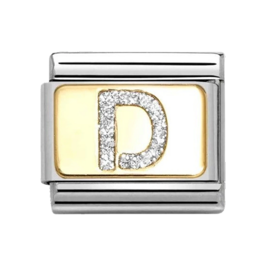 Nomination Classic Glitter Letter D Charm Gold with Enamel