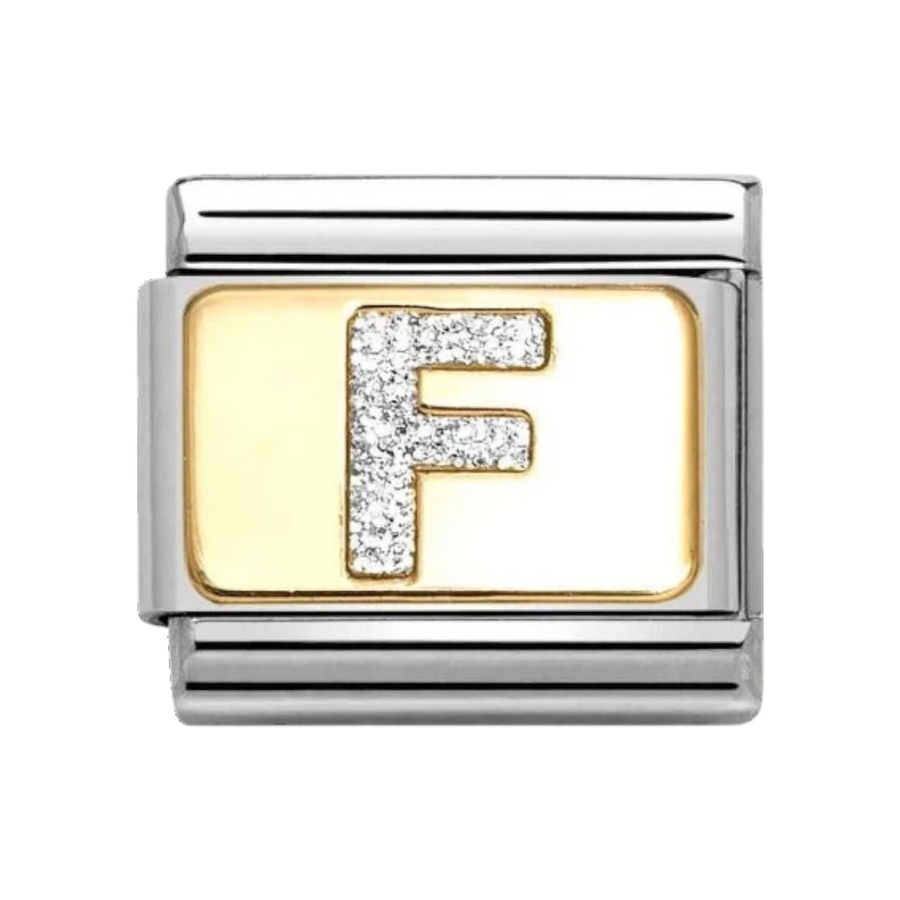 Nomination Classic Glitter Enamel and Gold Charm Letter F