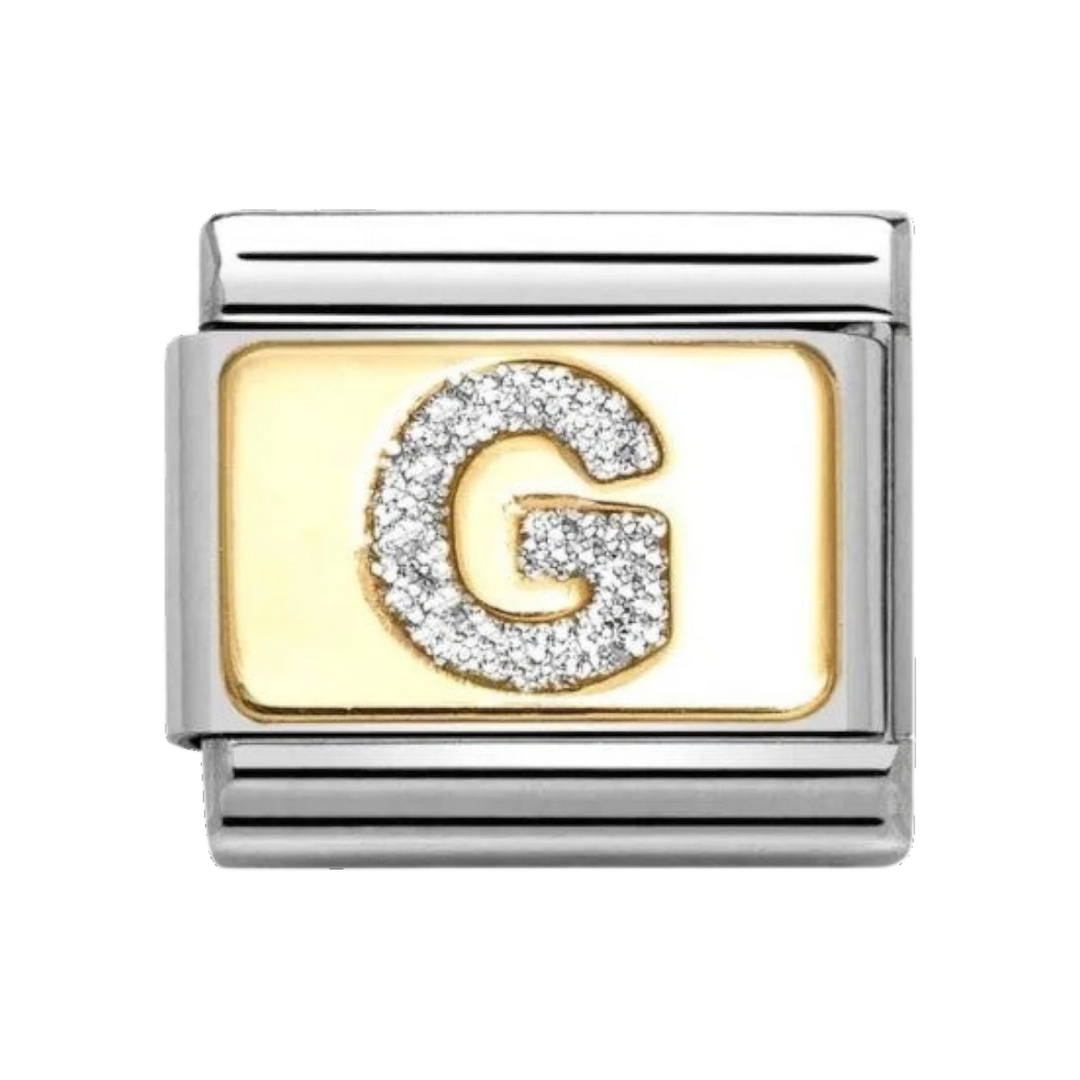 Nomination Classic Glitter Letter G Charm Gold with Enamel