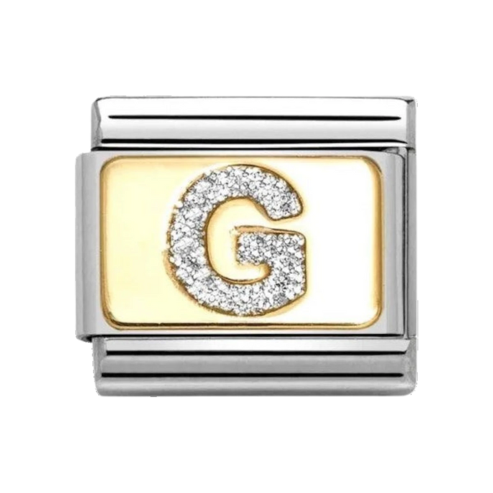 Nomination Classic Glitter Letter G Charm Gold with Enamel