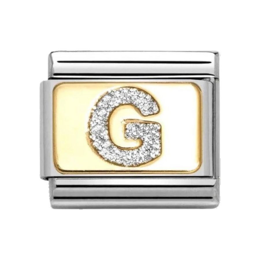 Nomination Classic Glitter Letter G Charm Gold with Enamel