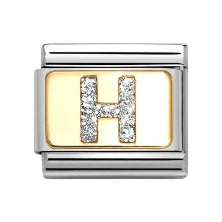 Nomination Classic Glitter Letter H Charm Gold with Enamel