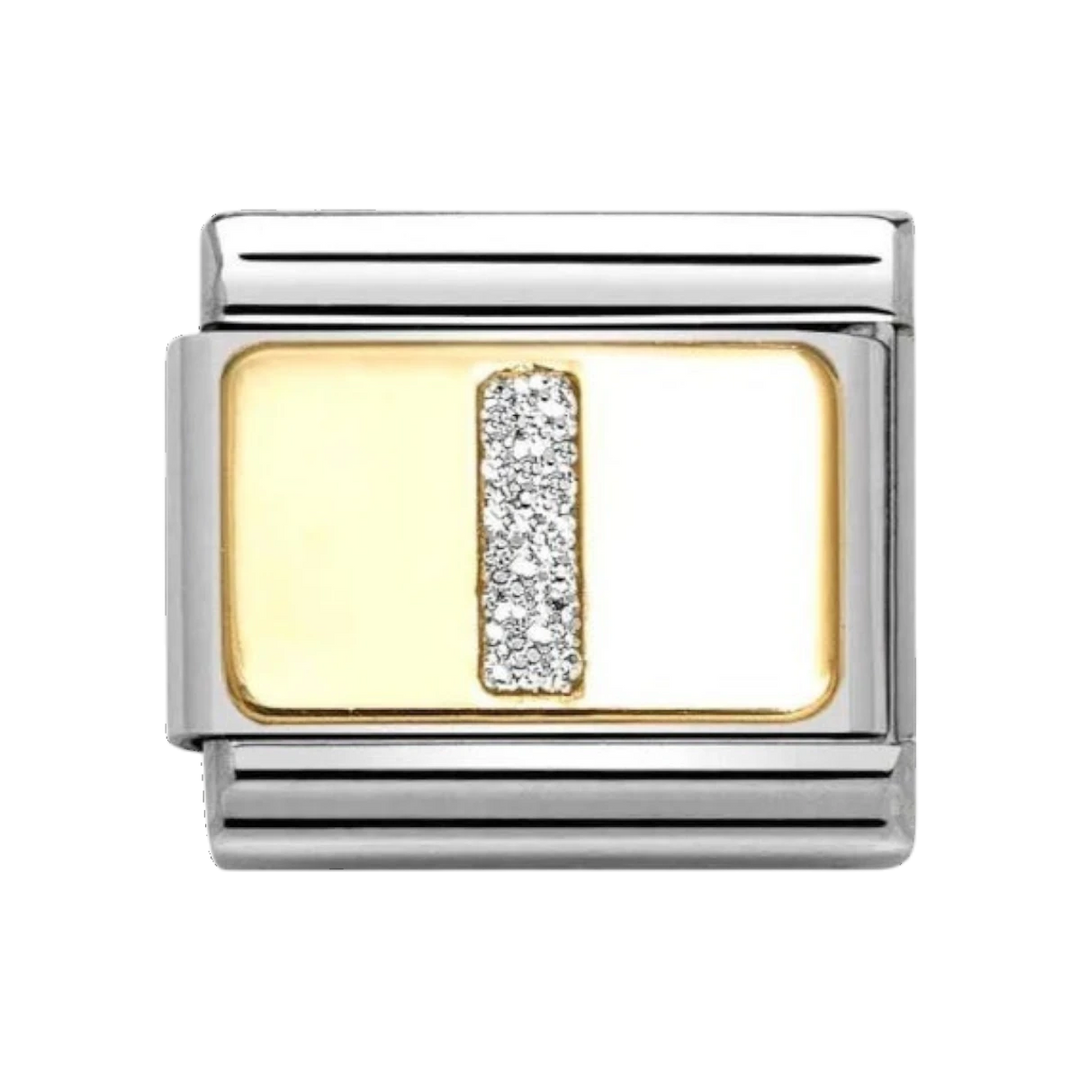 Nomination Classic Glitter Letter I Charm Gold with Enamel