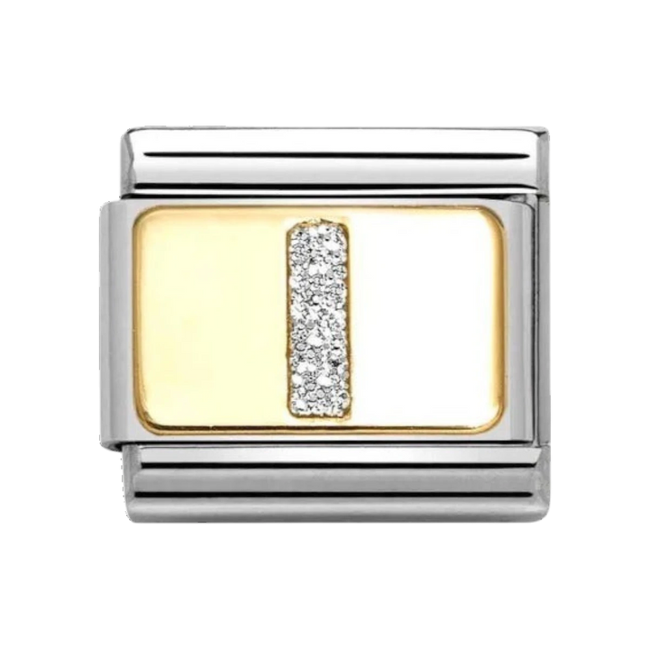 Nomination Classic Glitter Letter I Charm Gold with Enamel