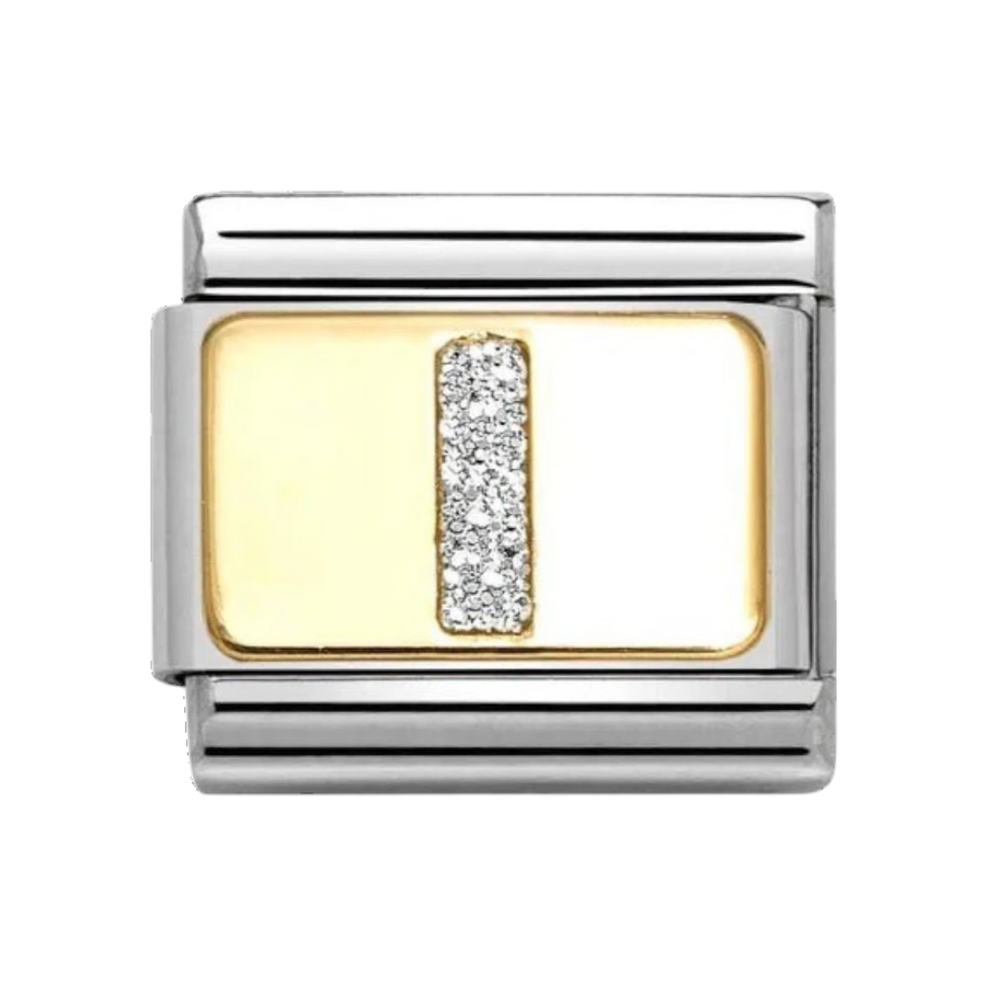 Nomination Classic Glitter Letter I Charm Gold with Enamel