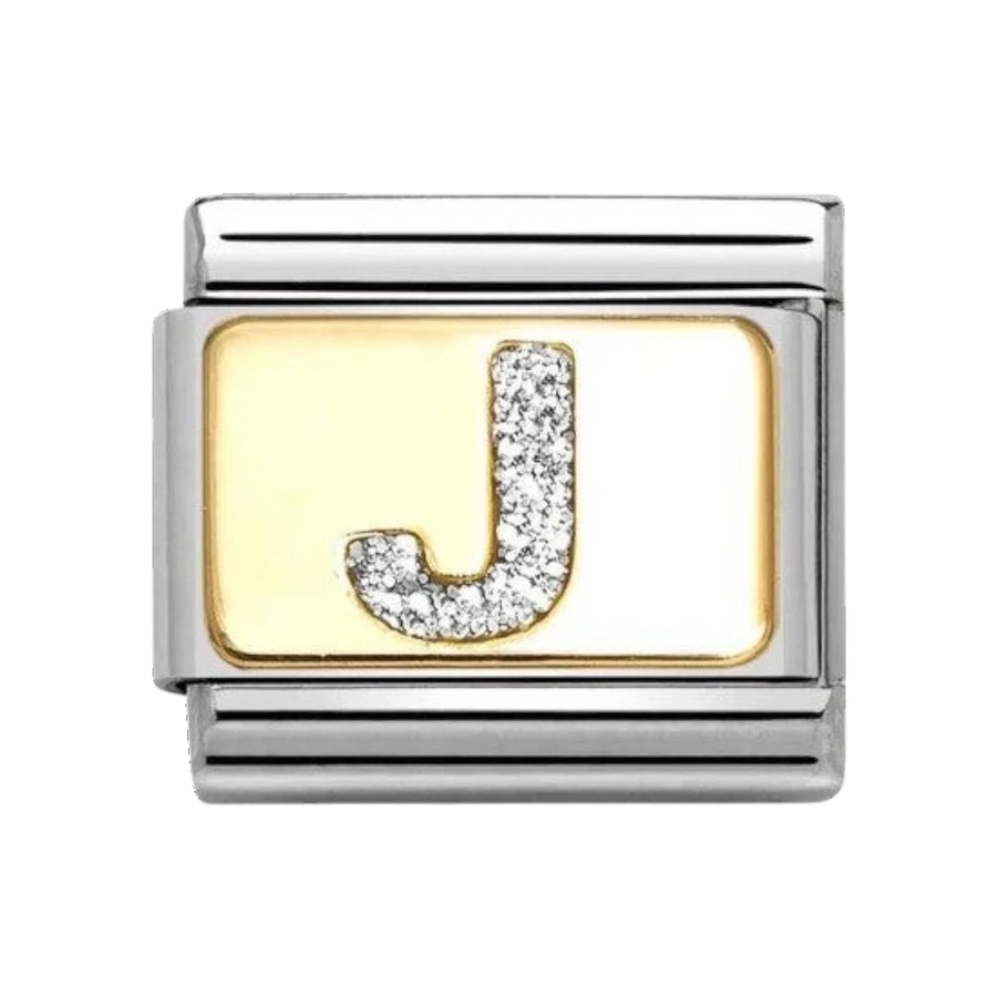 Nomination Classic Glitter Letter J Charm Gold with Enamel