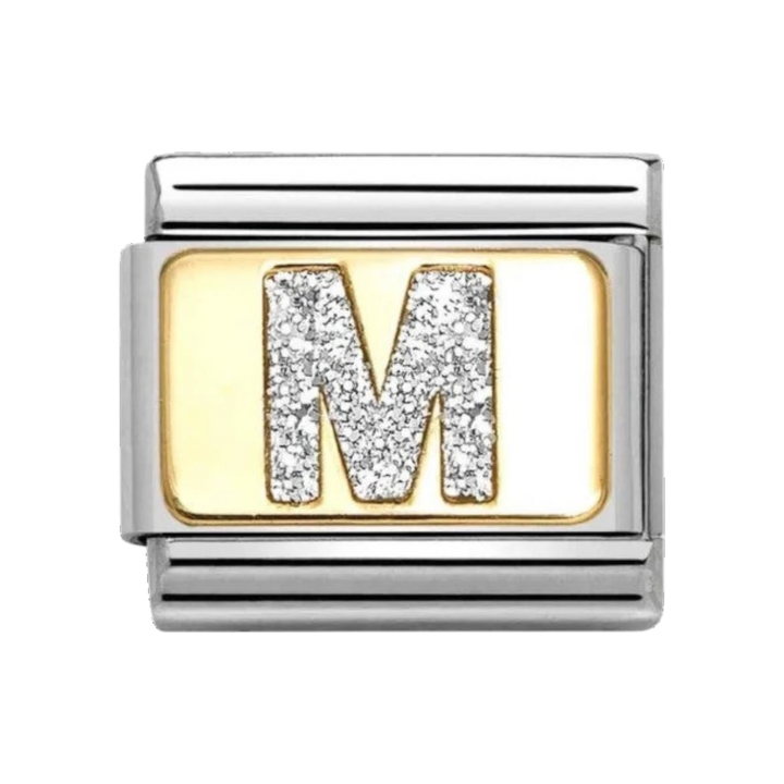 Nomination Classic Glitter Letter M Charm Gold with Enamel