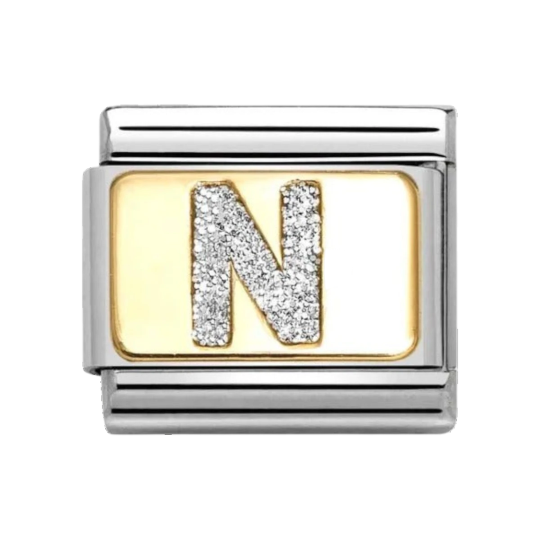 Nomination Classic Glitter Enamel and Gold Charm Letter N