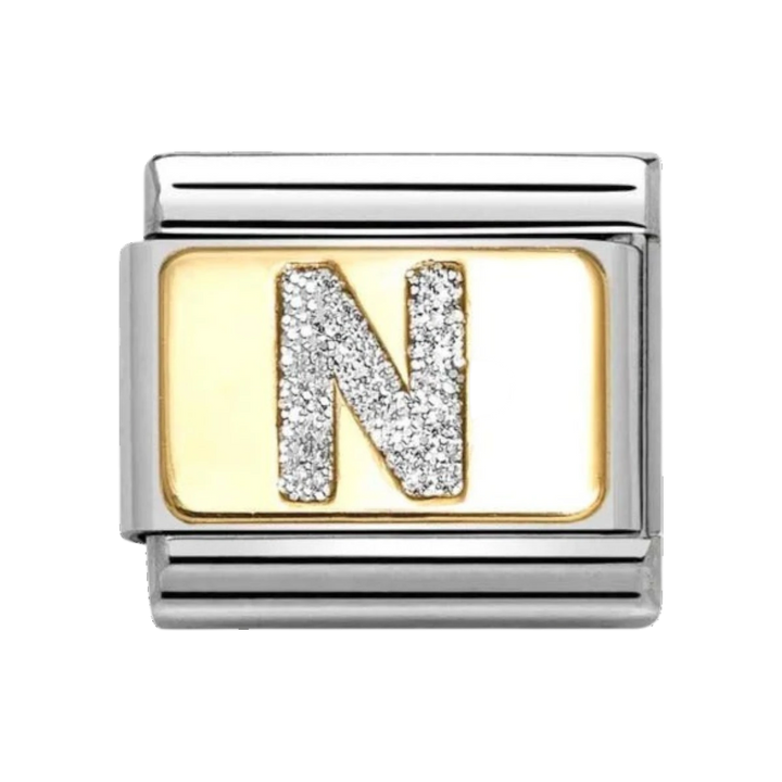 Nomination Classic Glitter Enamel and Gold Charm Letter N