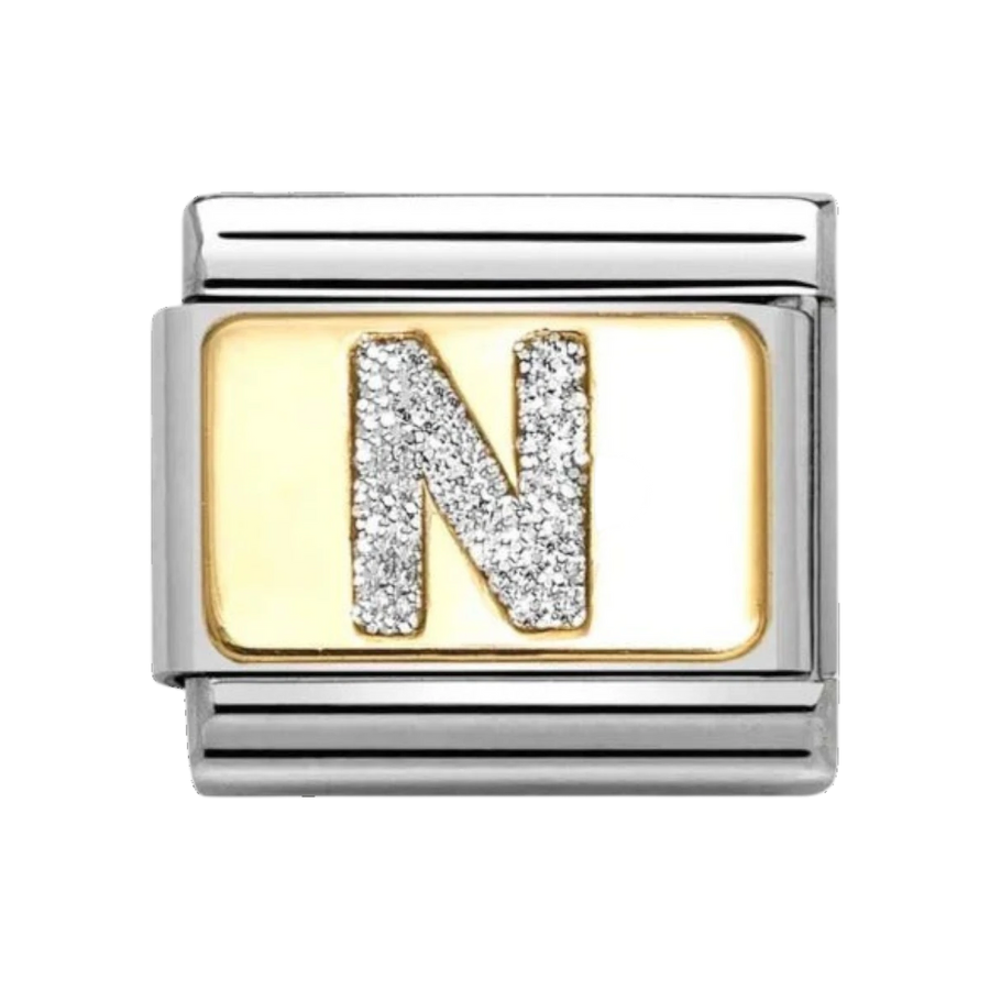 Nomination Classic Glitter Enamel and Gold Charm Letter N