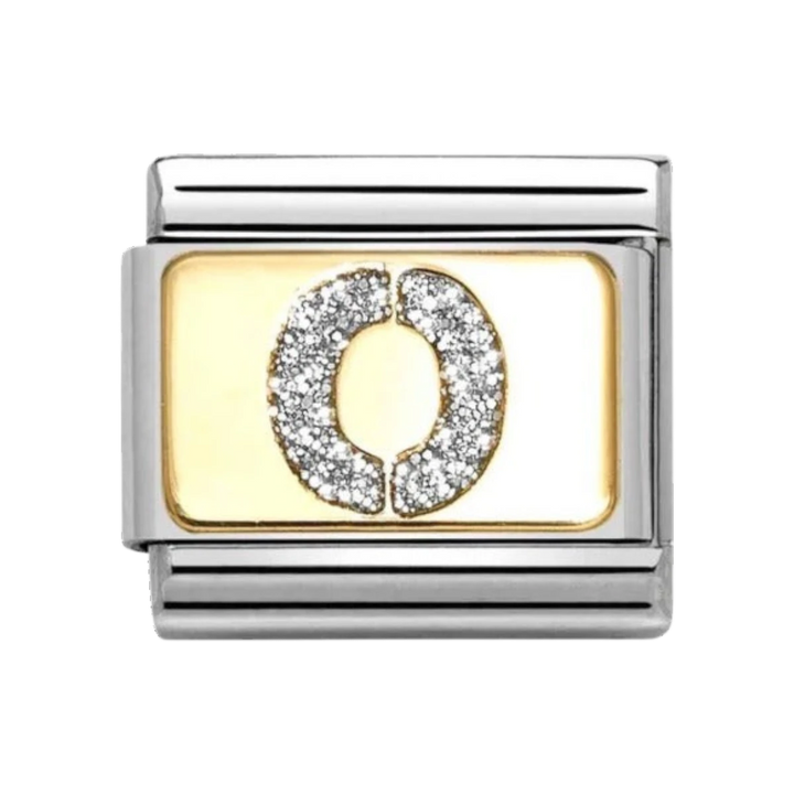 Nomination Classic Glitter Letter O Charm Gold with Enamel