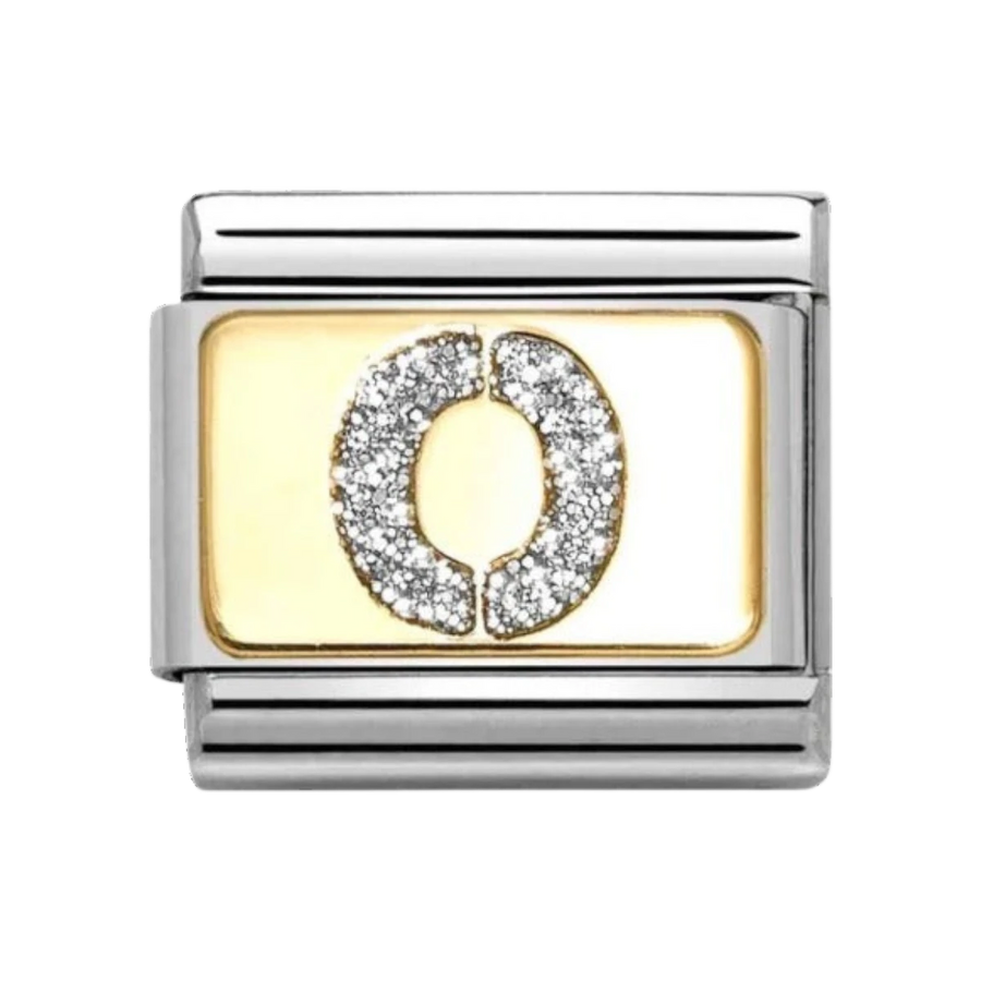 Nomination Classic Glitter Letter O Charm Gold with Enamel