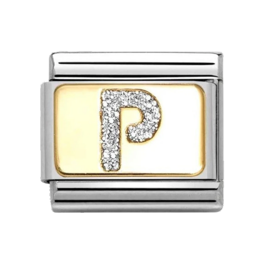 Nomination Classic Glitter Enamel and Gold Charm Letter P