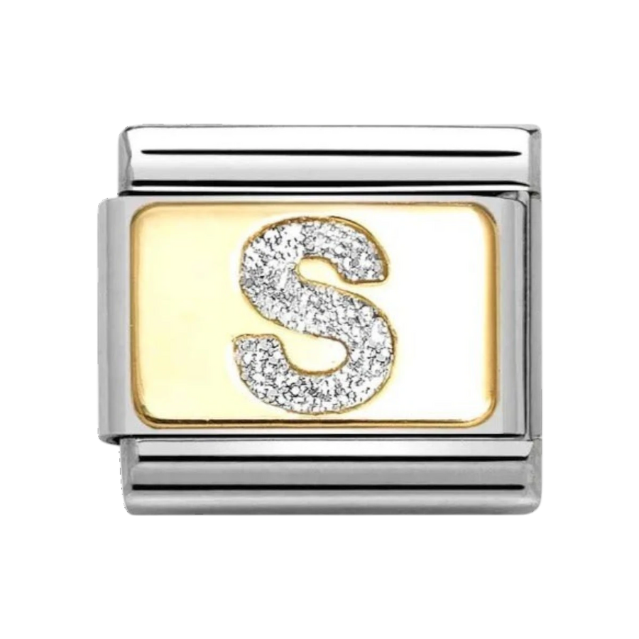 Nomination Classic Glitter Enamel and Gold Charm Letter S
