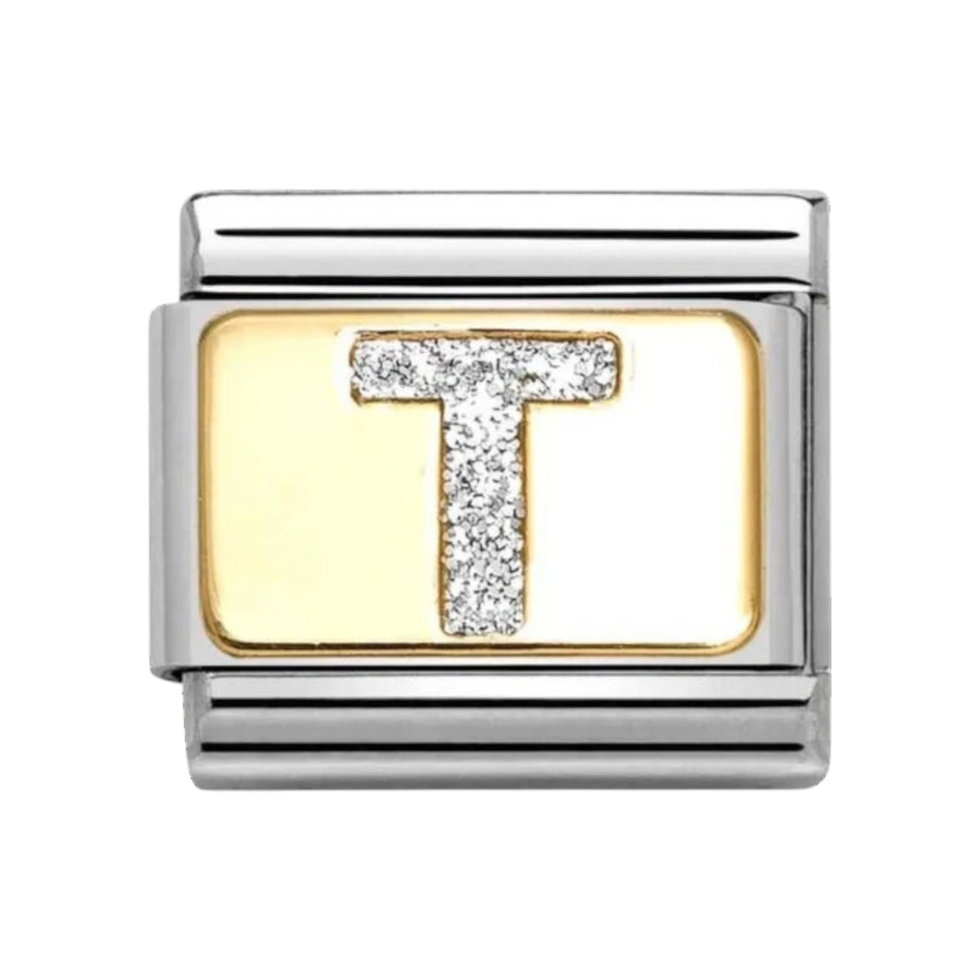 Nomination Classic Glitter Charm - Enamel and 18k Gold Letter T - 030291_20
